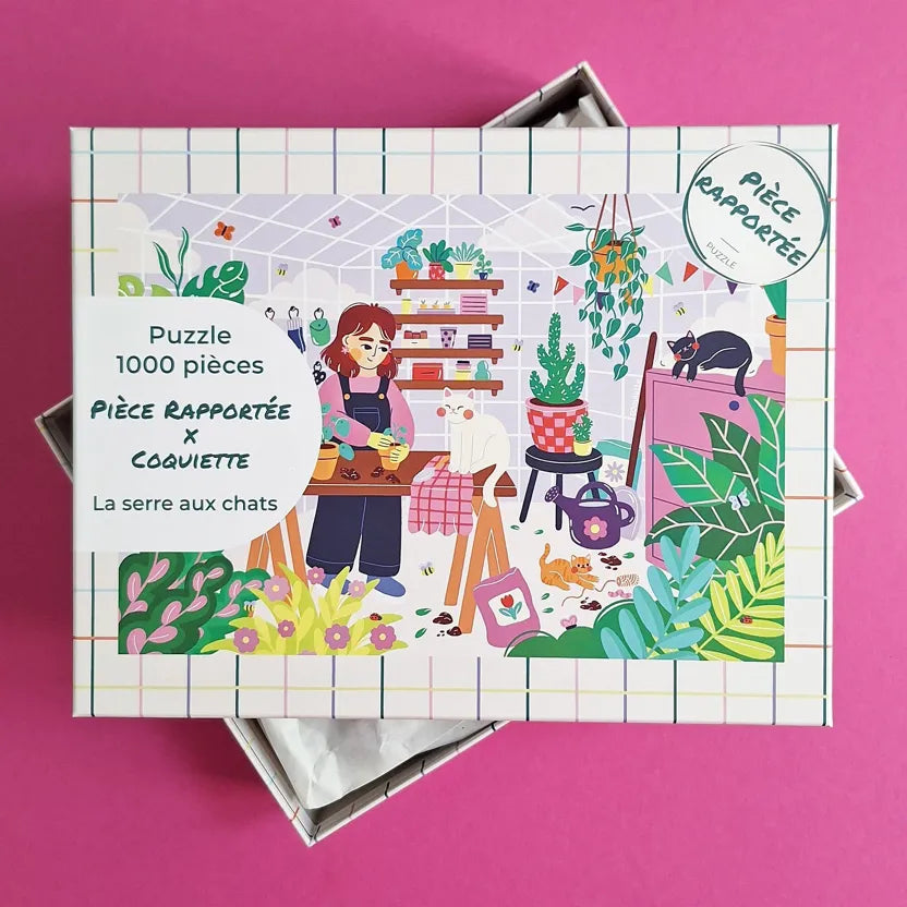 Puzzle 1000 pièces - La serre aux chats - Margothe