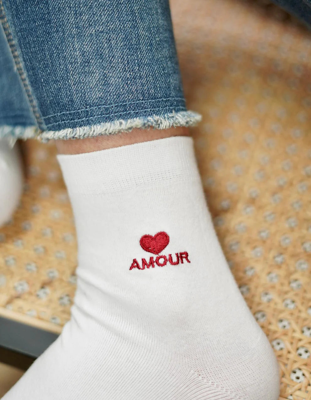 Chaussette Amour blanc/rouge
