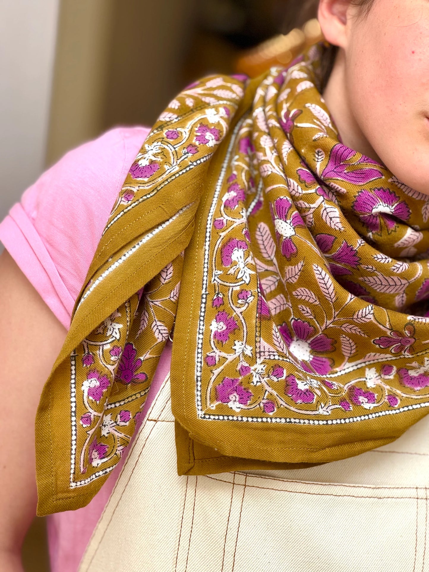 Grand foulard N°115 Caramel - Byzantine - Margothe