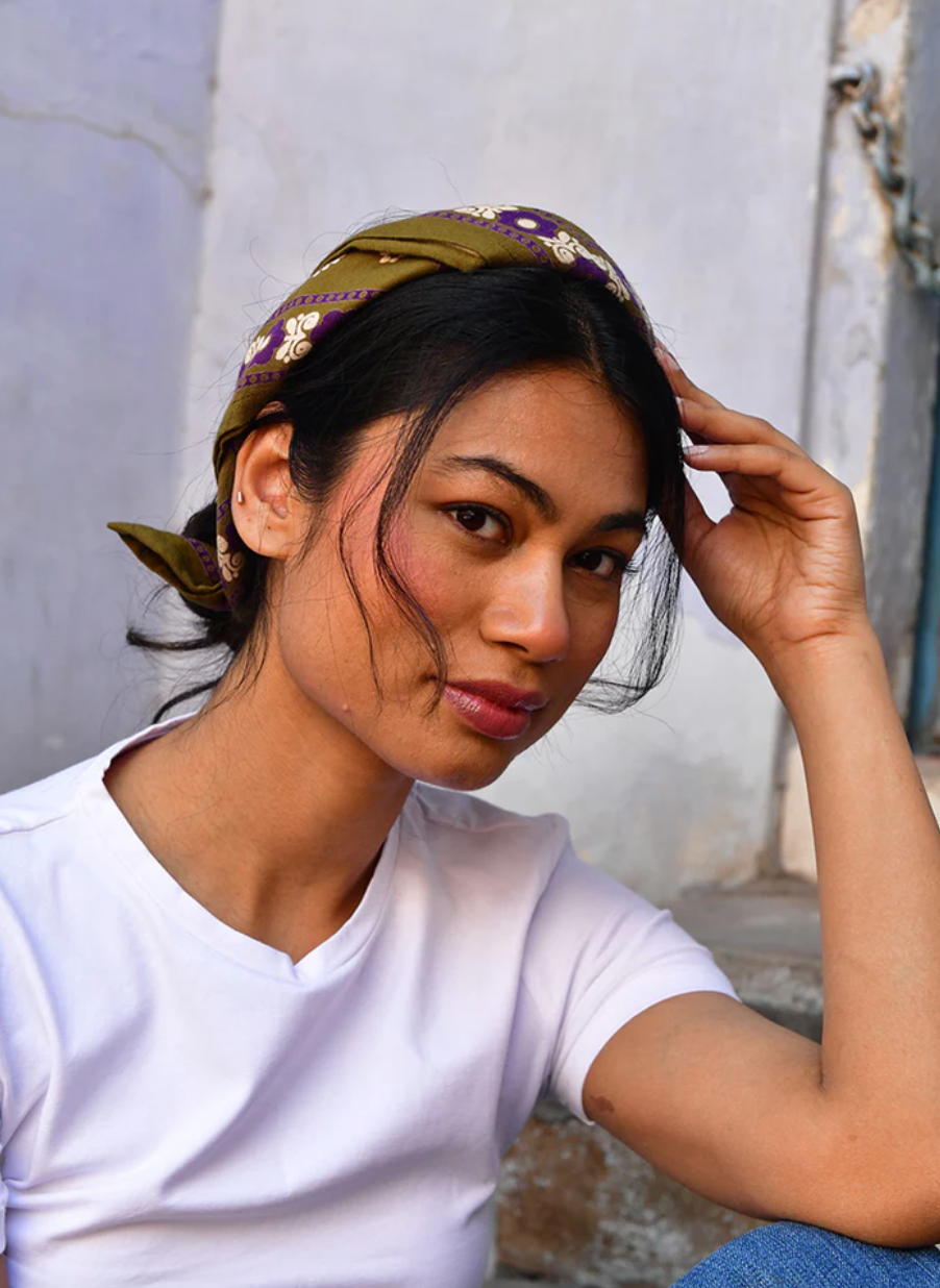 Petit Foulard Anastase Olive - Byzantine - Margothe