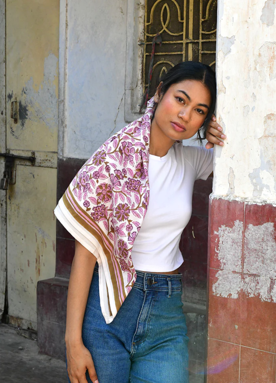 Foulard Carthage rose - Byzantine - Margothe