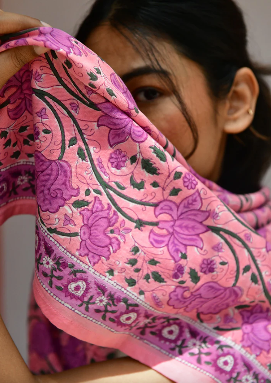 Foulard Nicée rose - Byzantine - Margothe