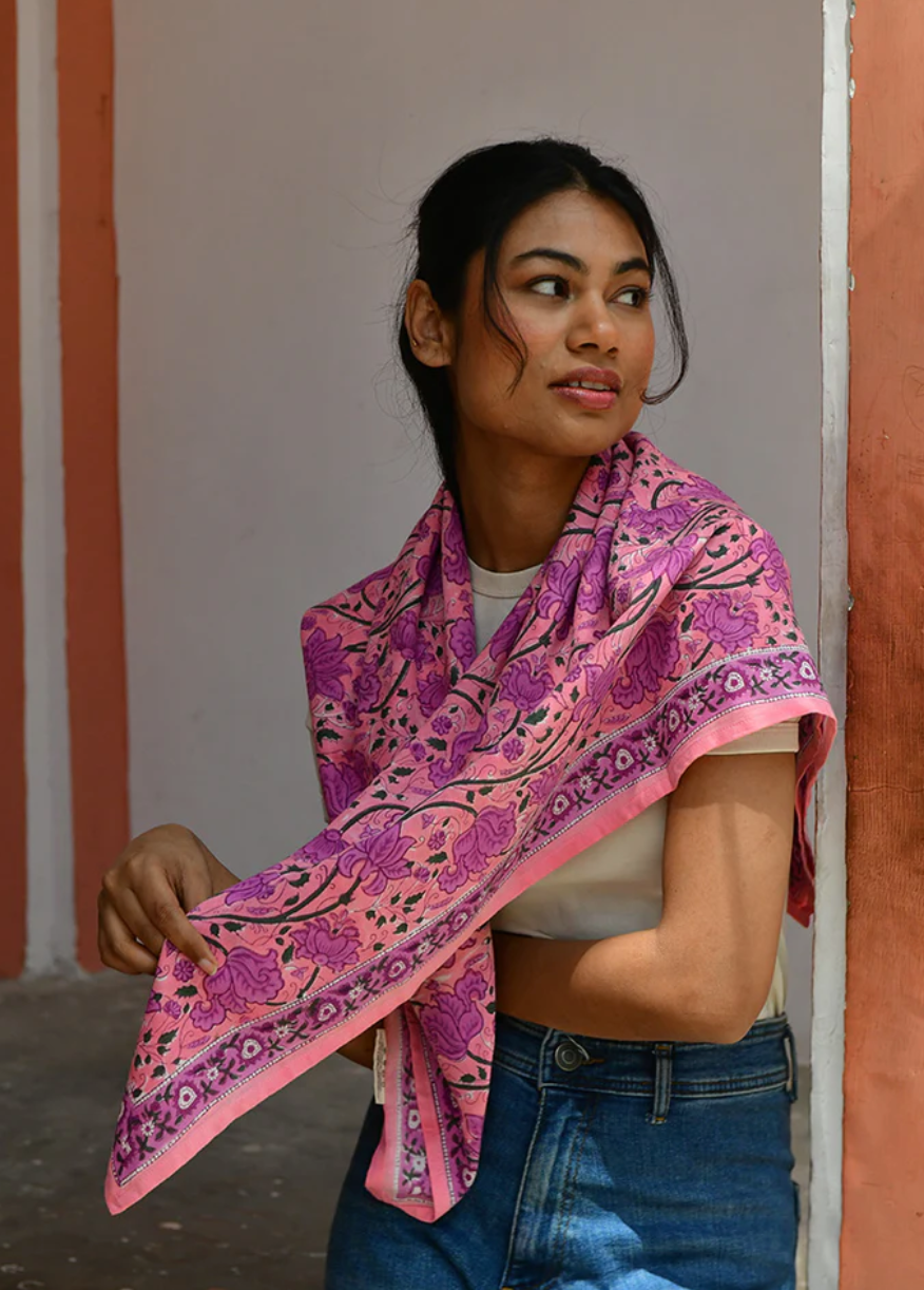Foulard Nicée rose - Byzantine - Margothe