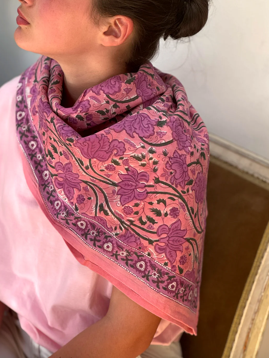Foulard Nicée rose - Byzantine - Margothe