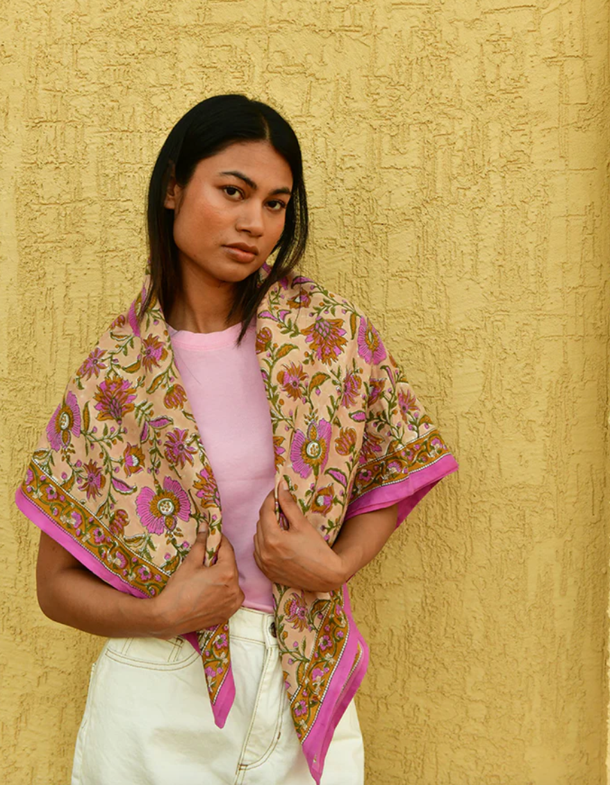 Grand foulard THÉODORA Rose