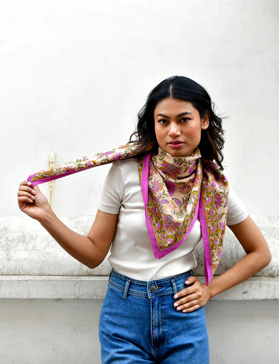 Grand foulard THÉODORA Rose