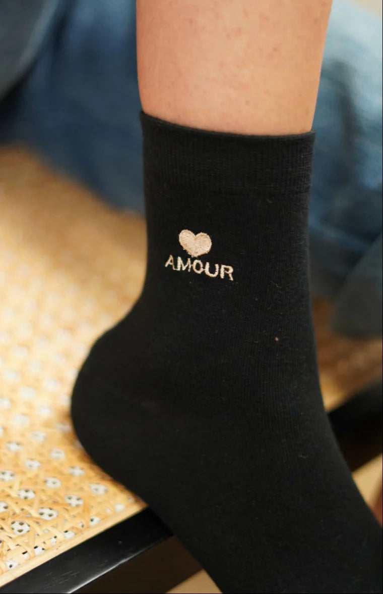 Chaussette Amour noir/or