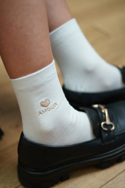 Chaussette Amour blanc/or