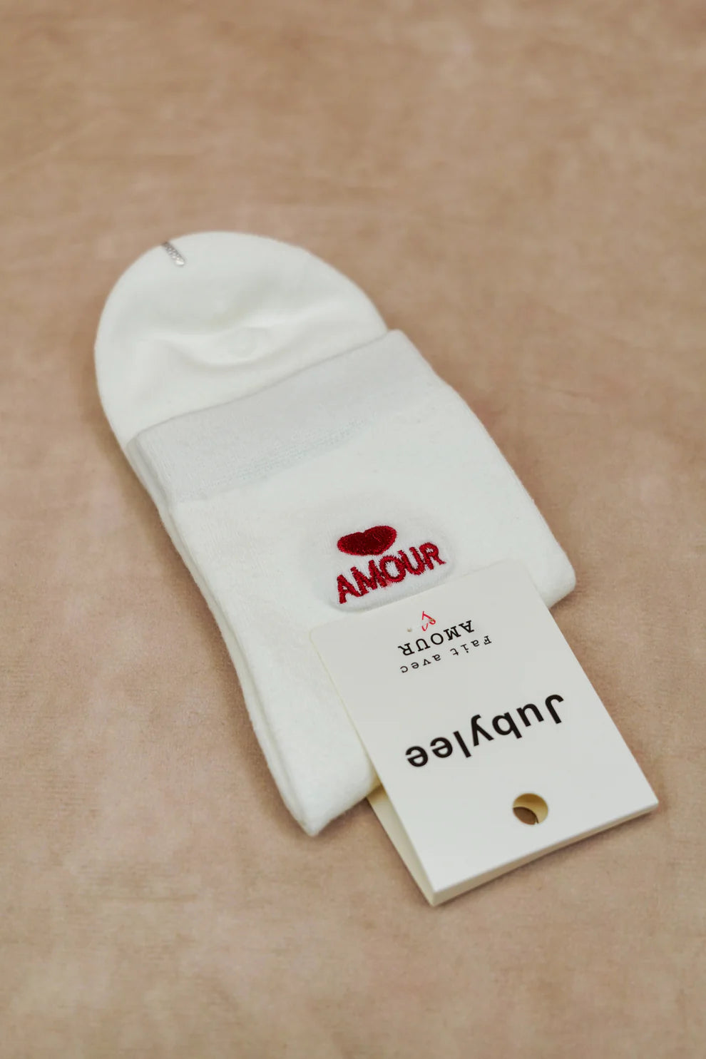 Chaussette Amour blanc/rouge