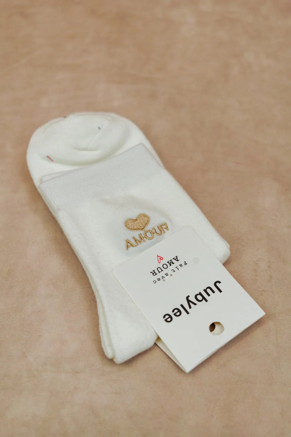 Chaussette Amour blanc/or
