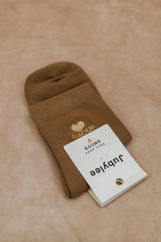 Chaussette Amour taupe/or