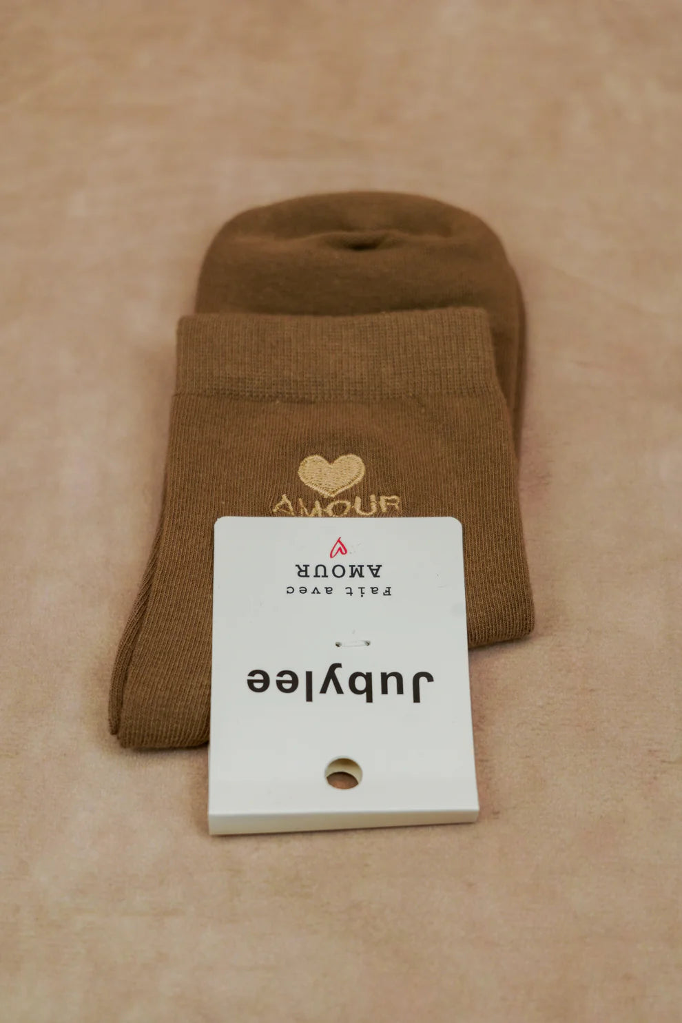 Chaussette Amour taupe/or