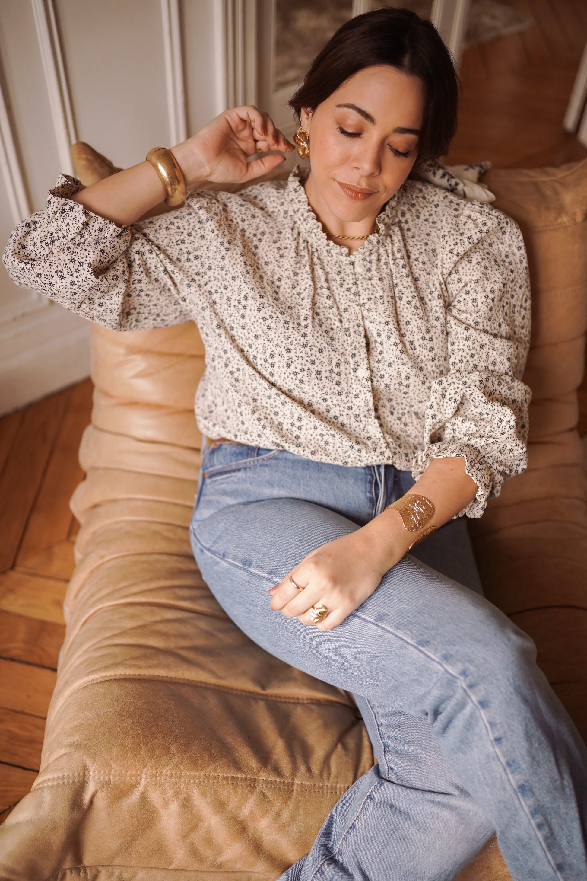 Chemise Angeline fleurie bleue - Curvy - Margothe