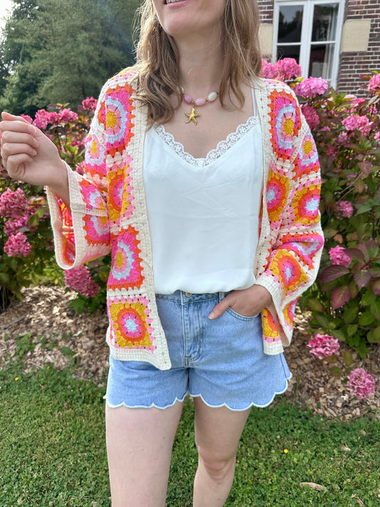 Gilet crochet Aldo coloré