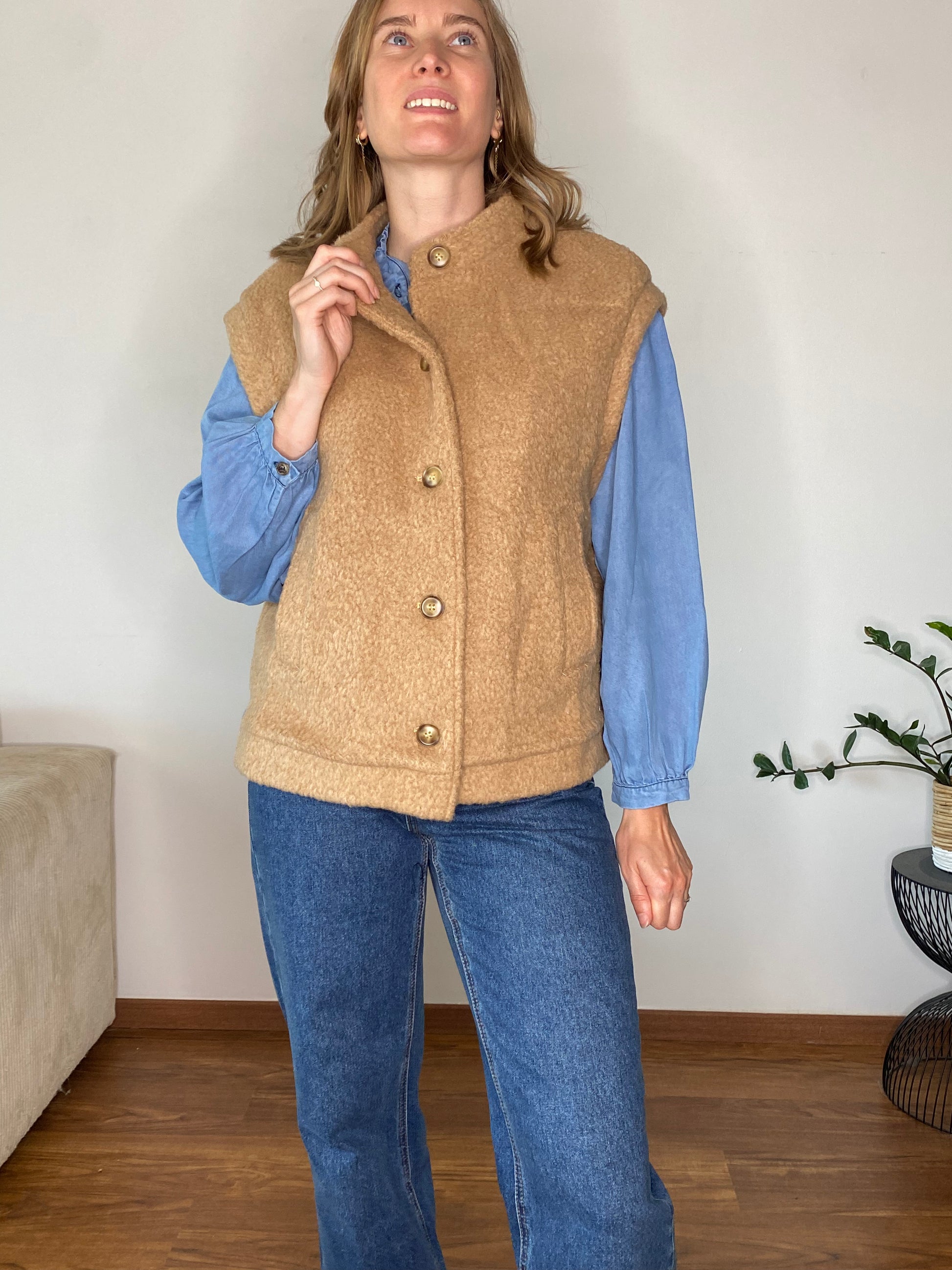 Gilet Gandalf moumoute camel - Margothe