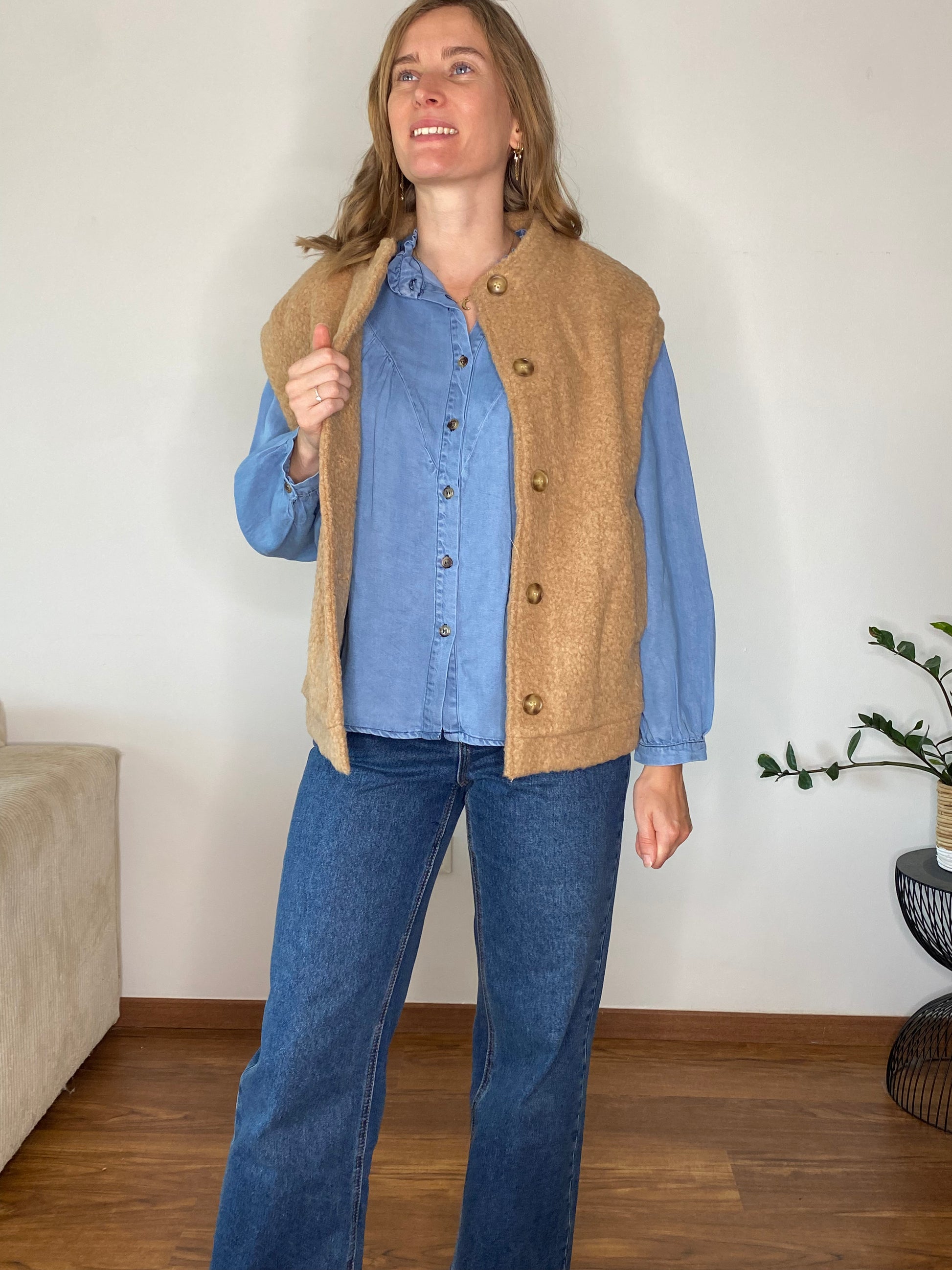 Gilet Gandalf moumoute camel - Margothe