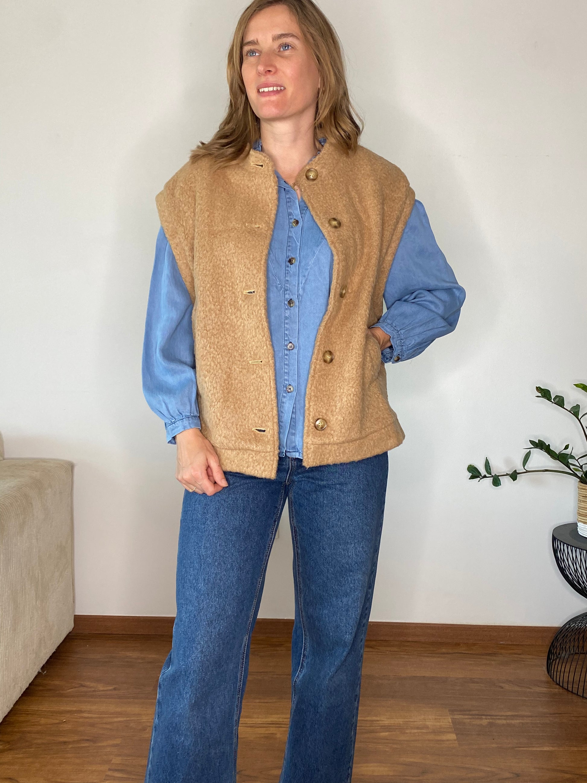 Gilet Gandalf moumoute camel - Margothe