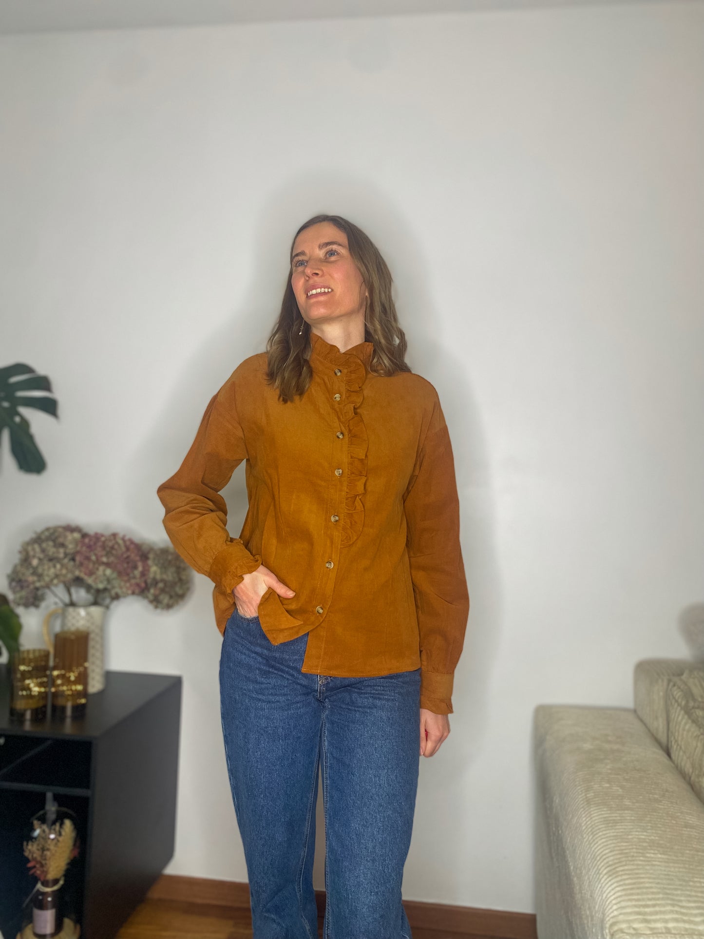 Chemise Charlie velours camel