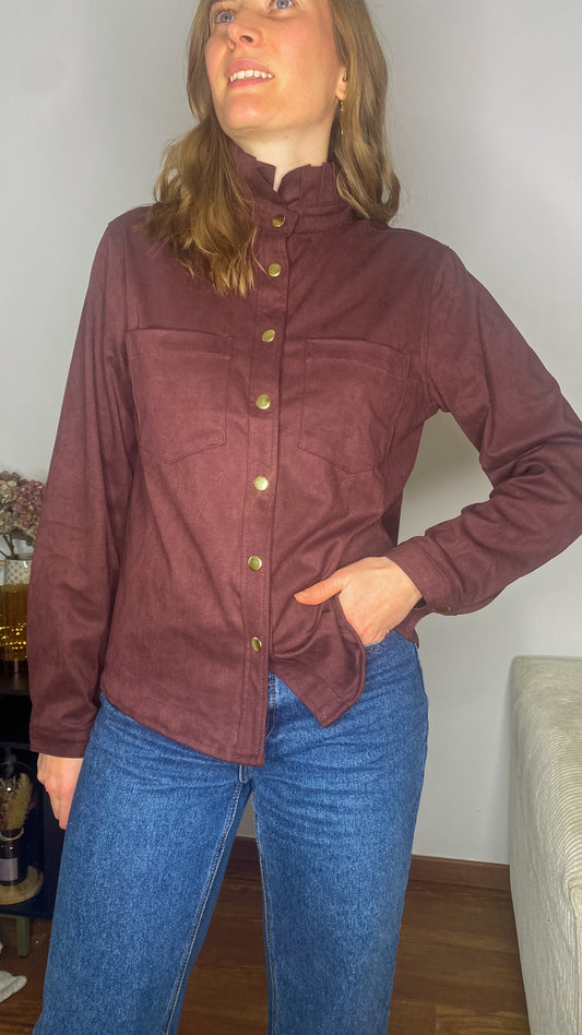 Chemise Elie suedine bordeaux