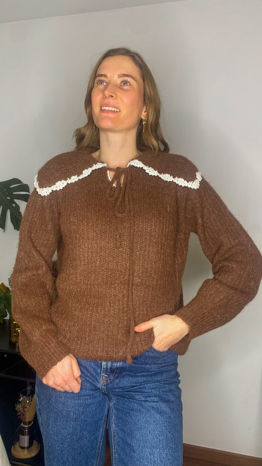 Pull Candide col marron