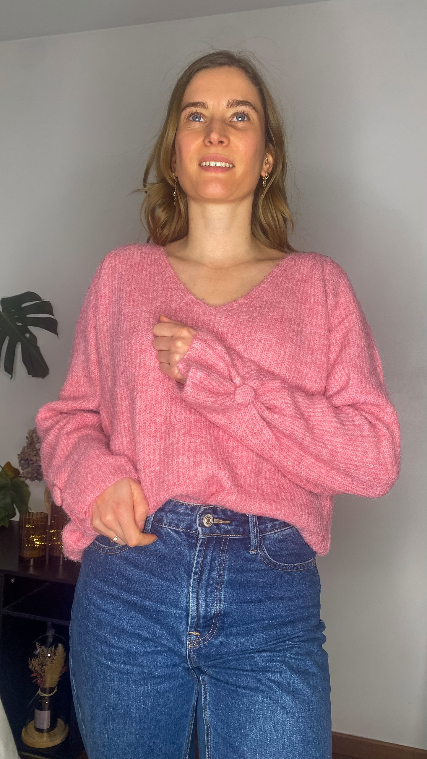 Pull Gaelle rose + foulard
