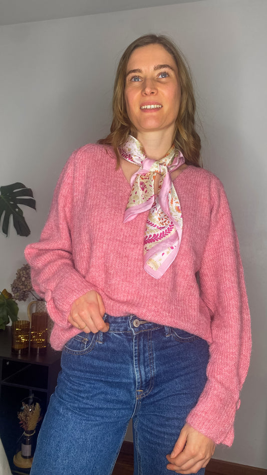 Pull Gaelle rose + foulard
