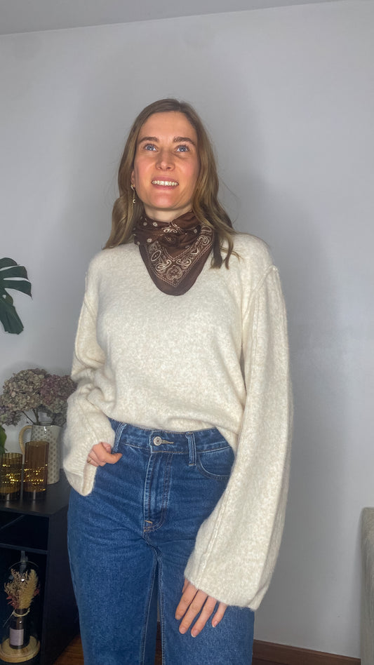 Pull Emmanuel beige + foulard
