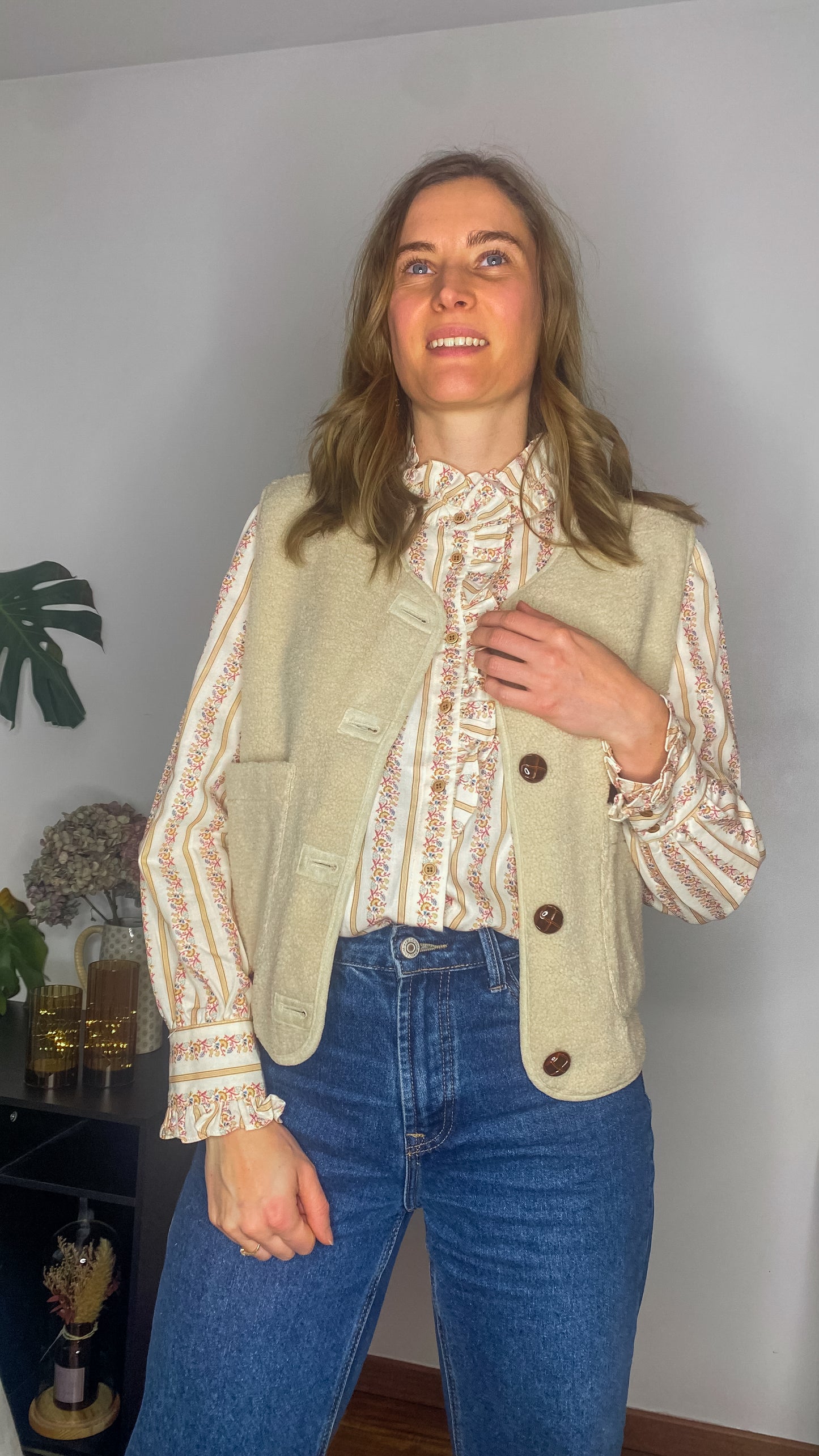 Veste Evie beige sans manches réversible