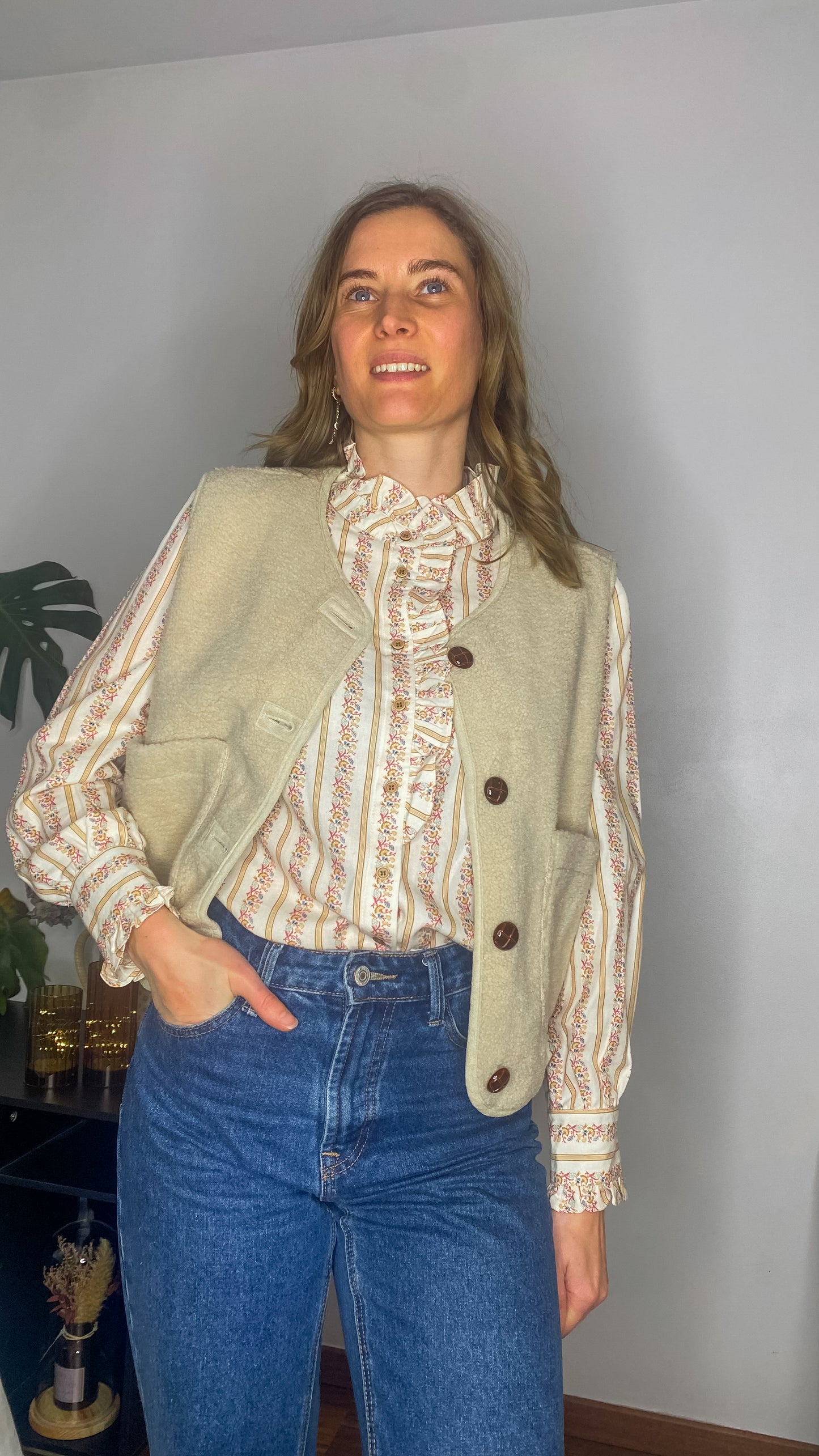 Veste Evie beige sans manches réversible