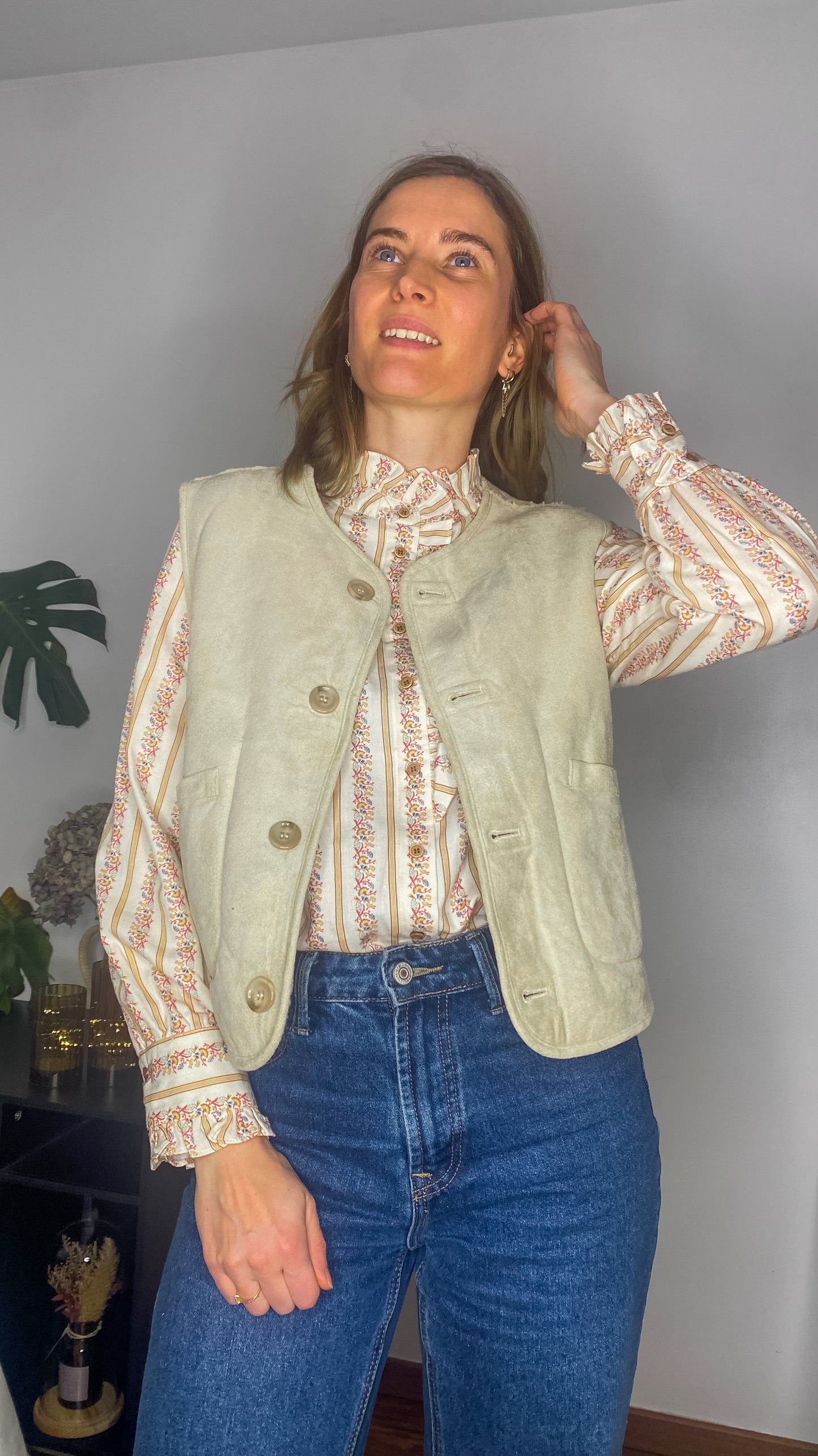 Veste Evie beige sans manches réversible