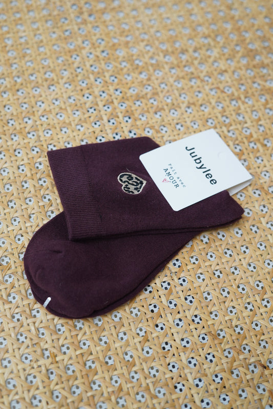 Chaussette Coeur bordeaux