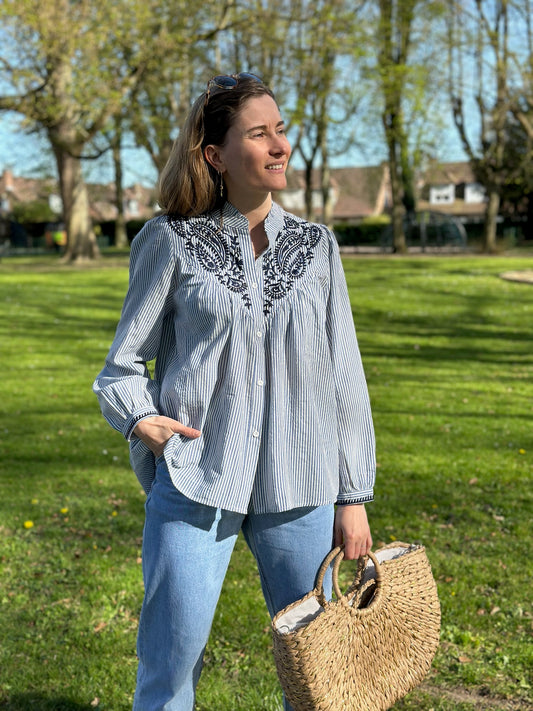 Blouse Gemma rayée bleue