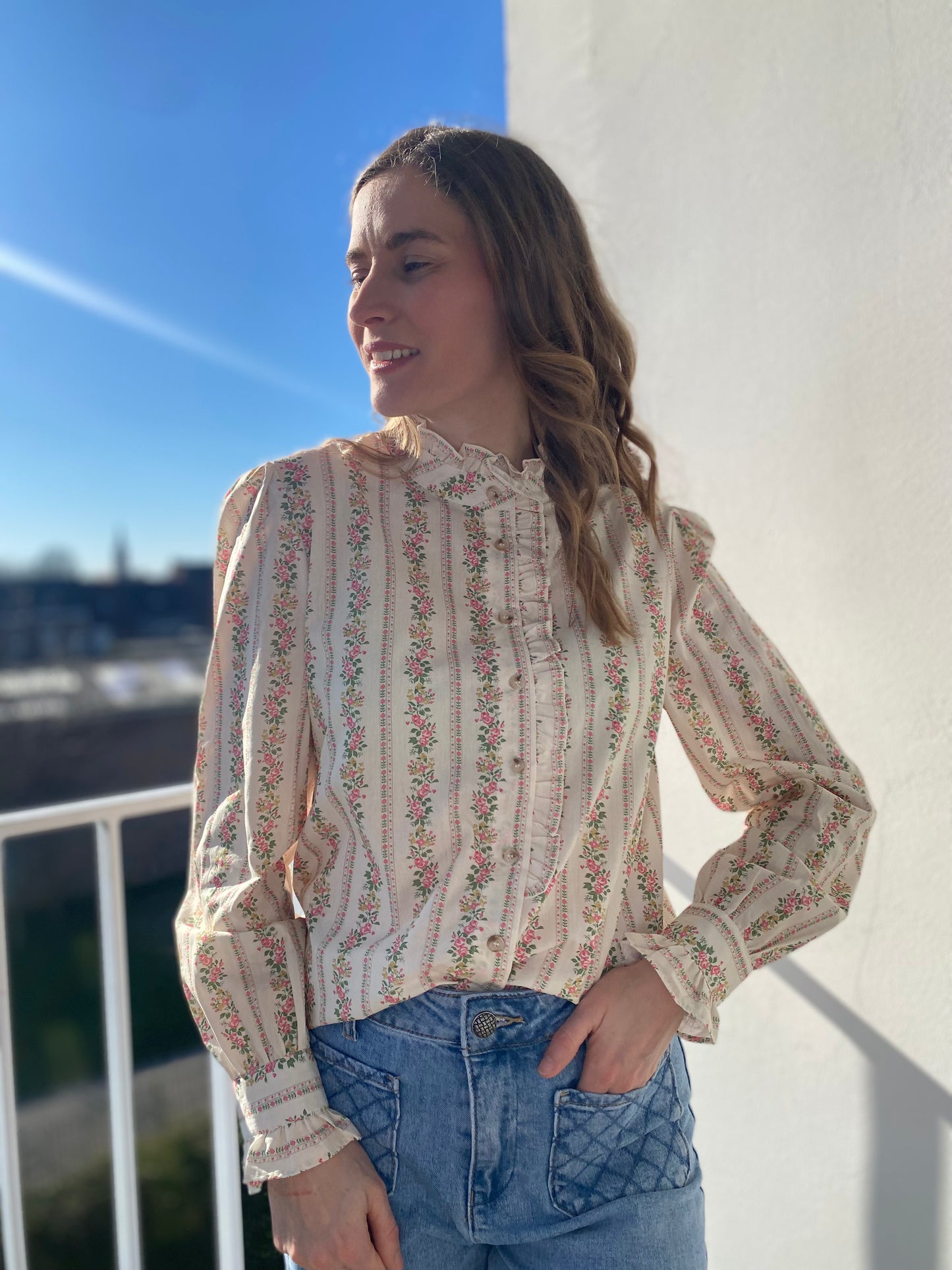 Chemise Juliette beige fleurie - Margothe
