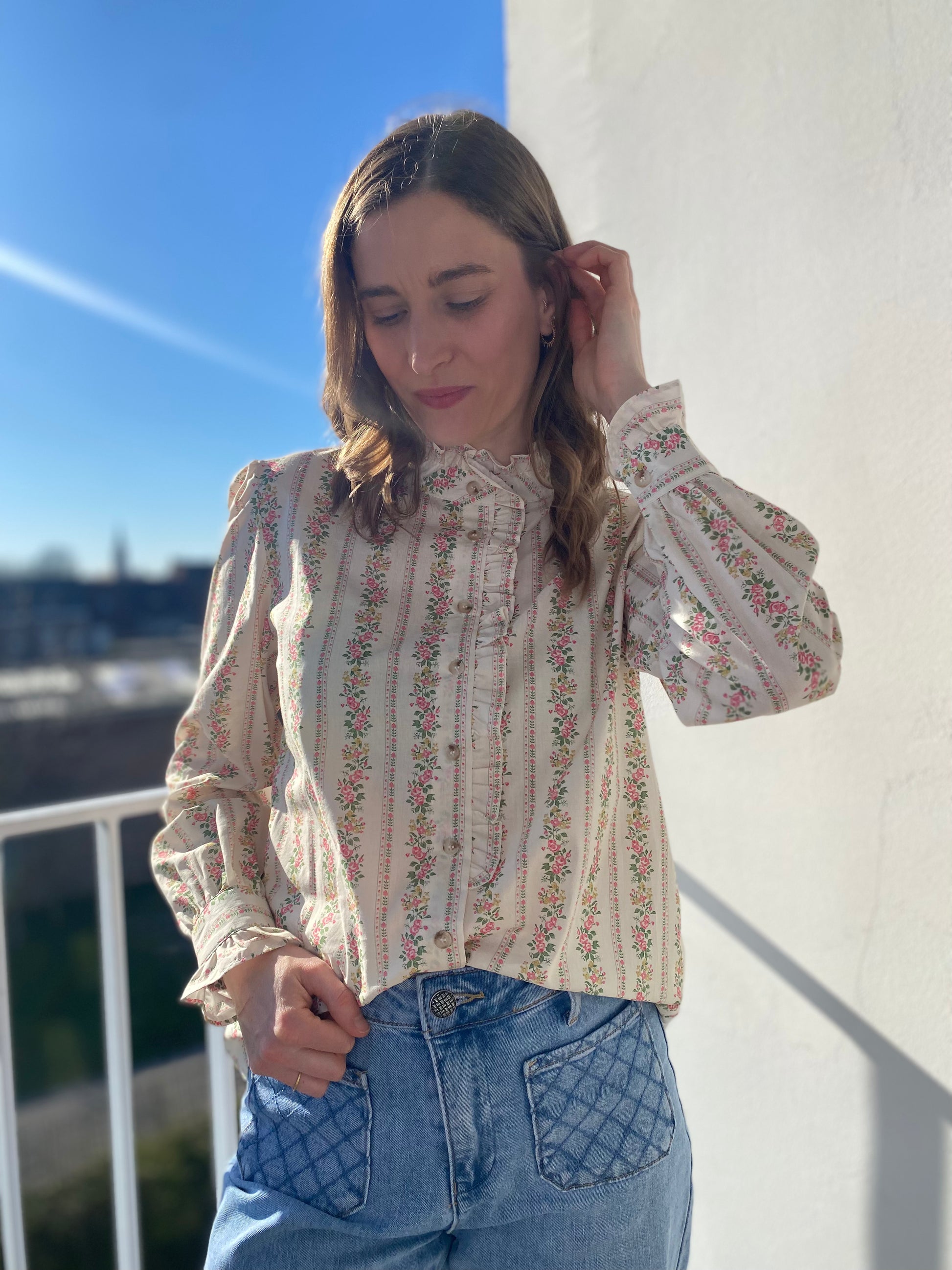 Chemise Juliette beige fleurie - Margothe