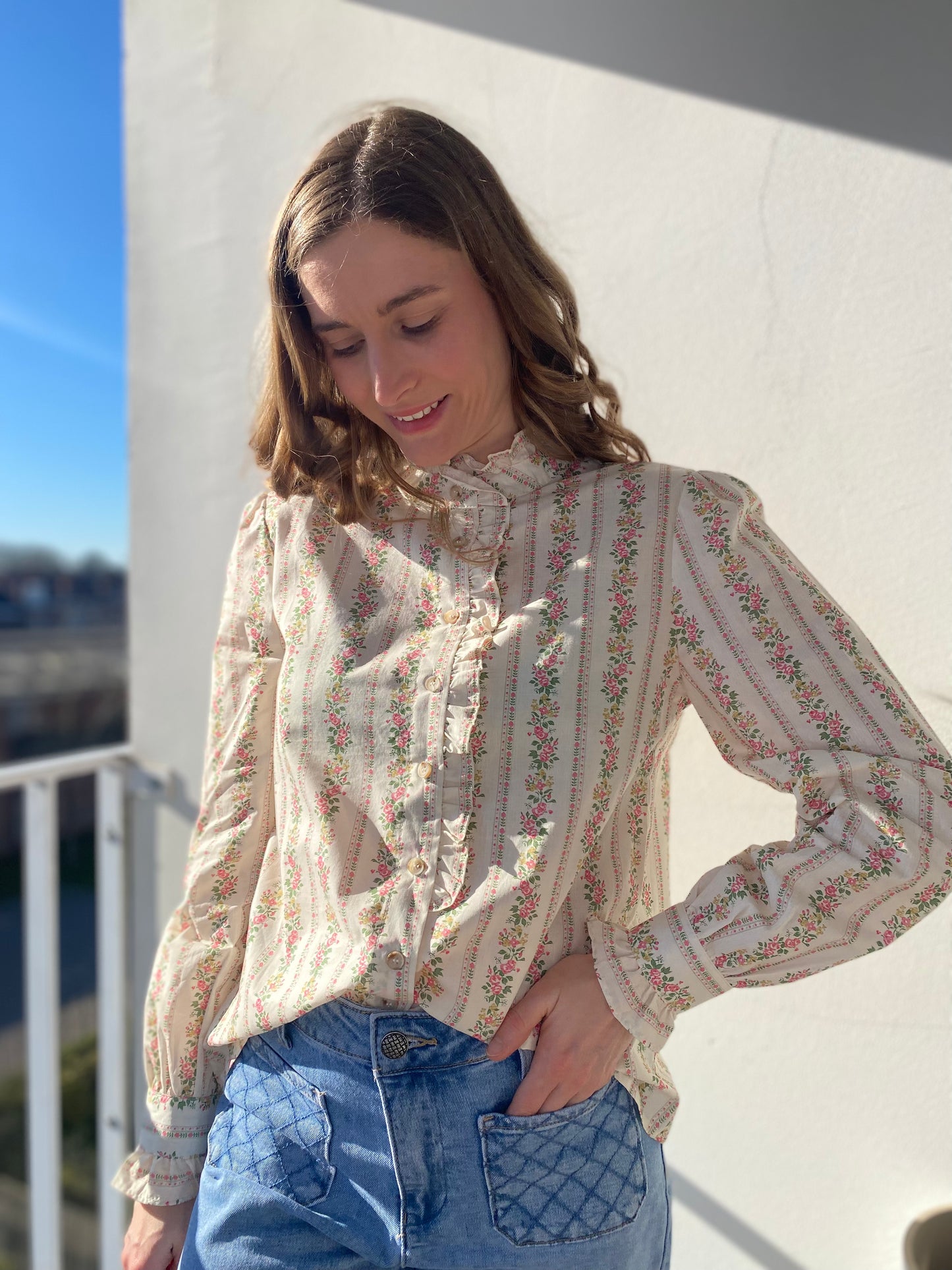 Chemise Juliette beige fleurie - Margothe