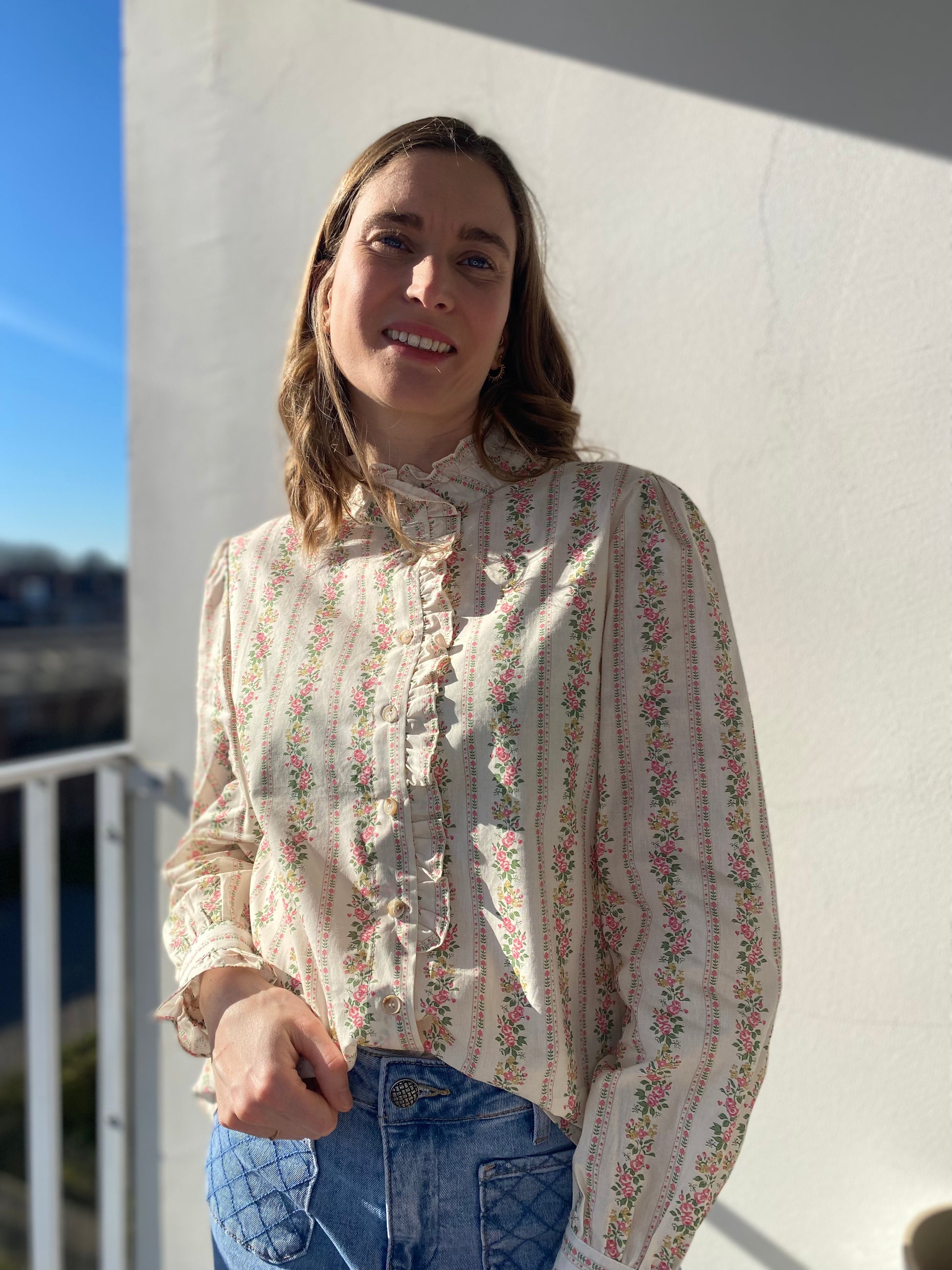 Chemise Juliette beige fleurie - Margothe