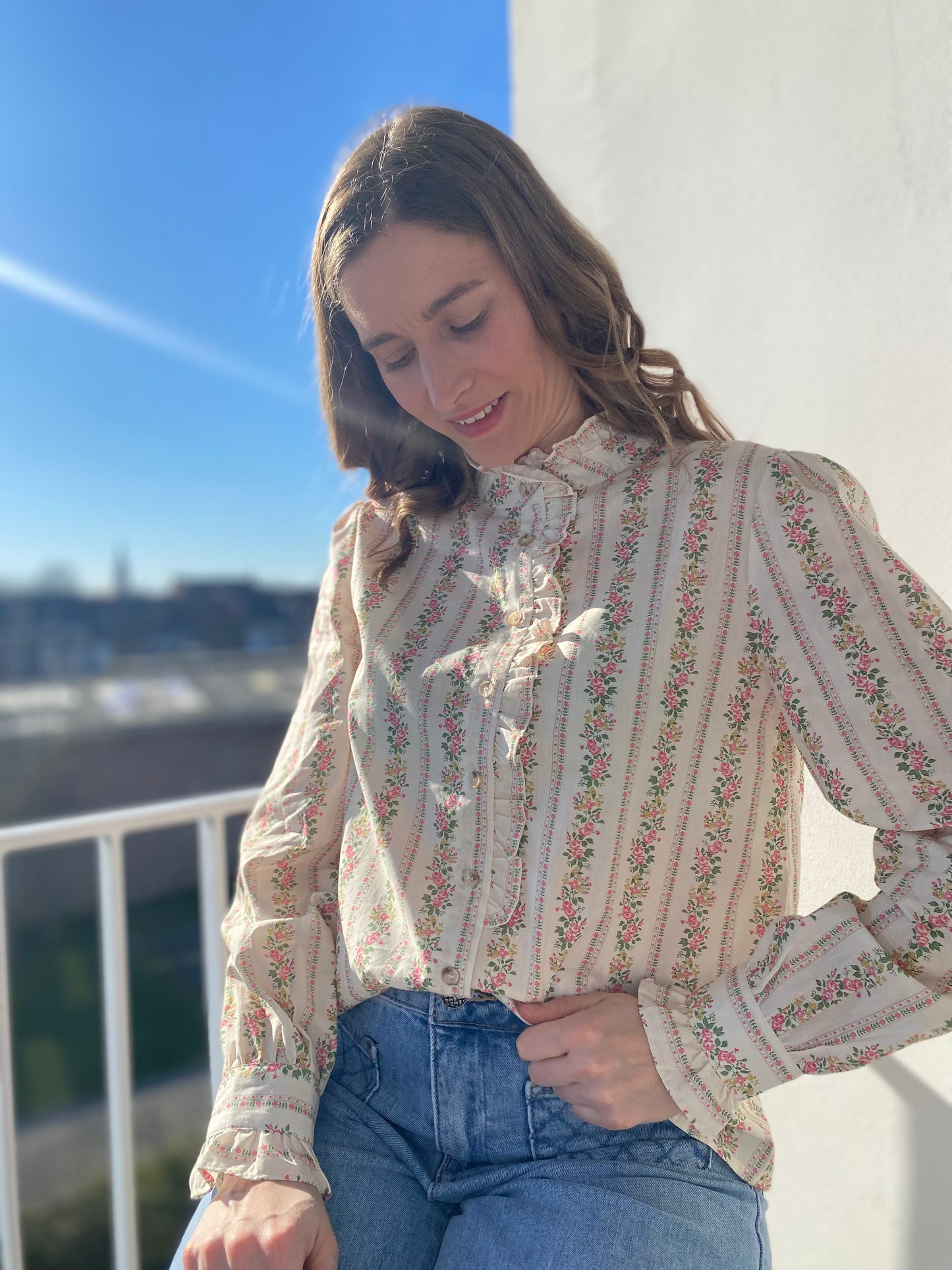Chemise Juliette beige fleurie - Margothe