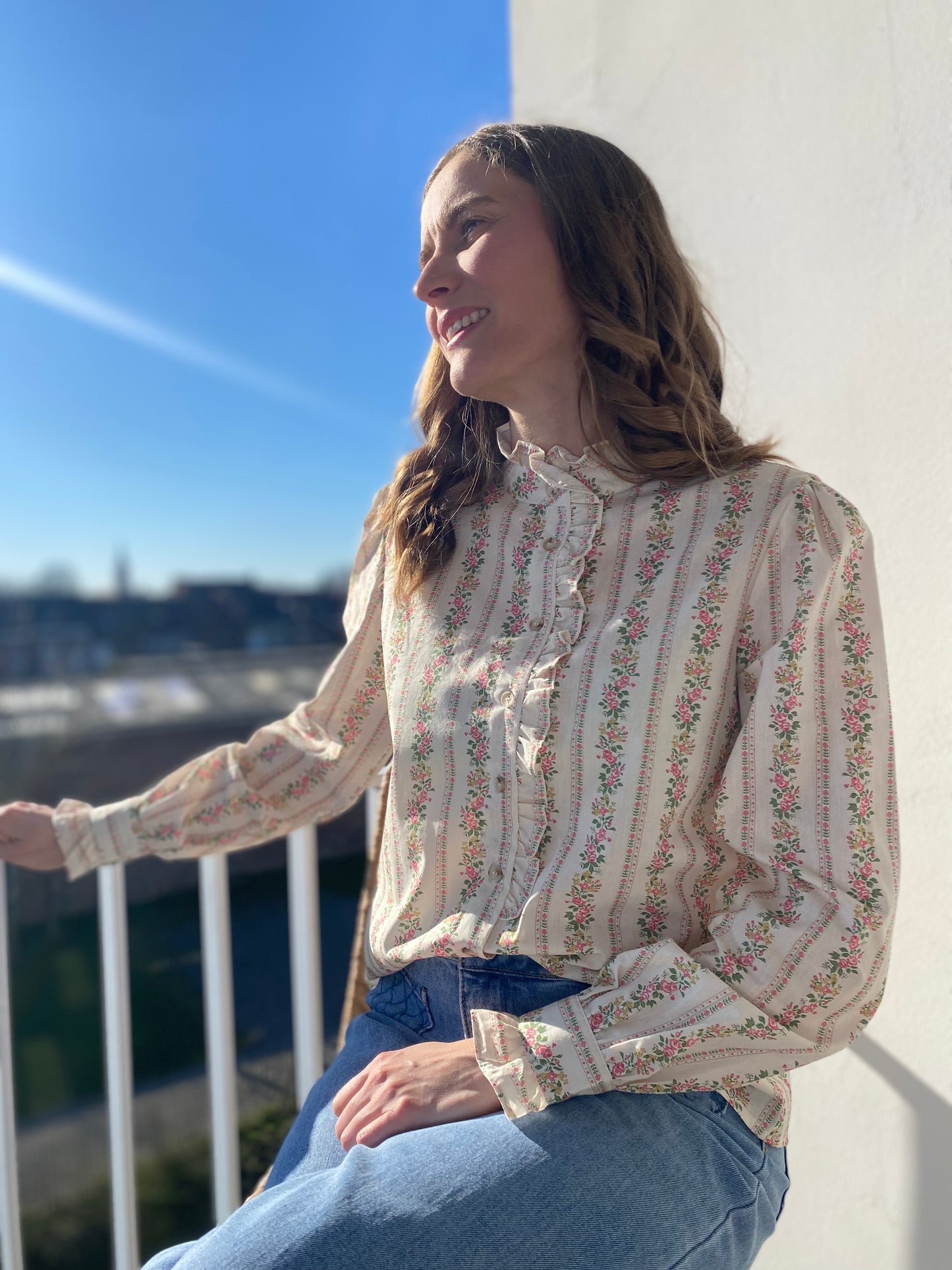 Chemise Juliette beige fleurie - Margothe