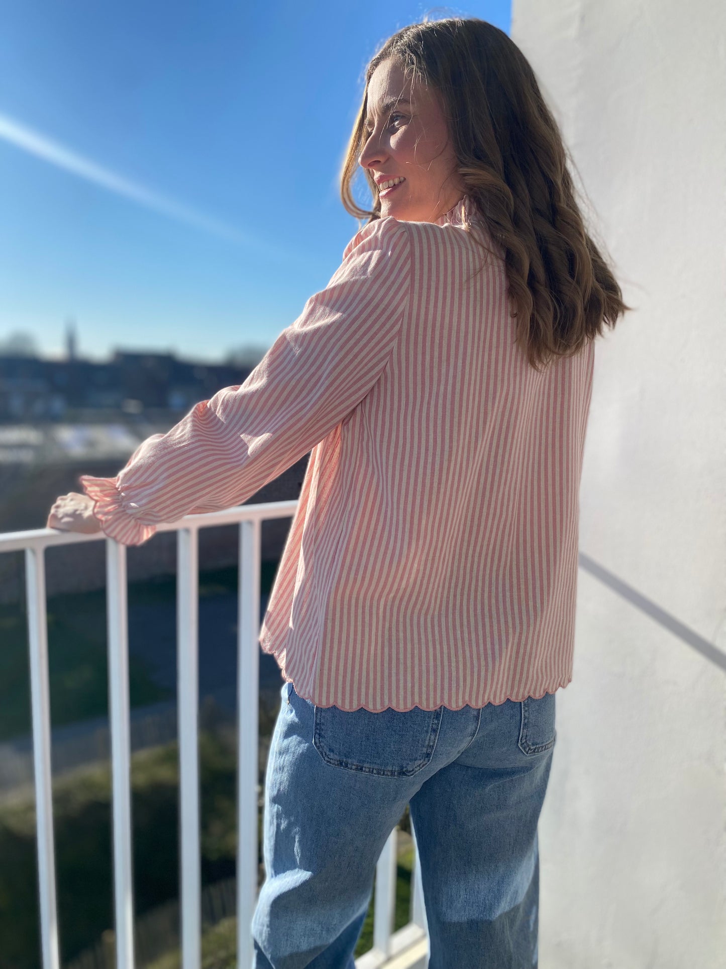 Blouse Annette rose rayée - Margothe