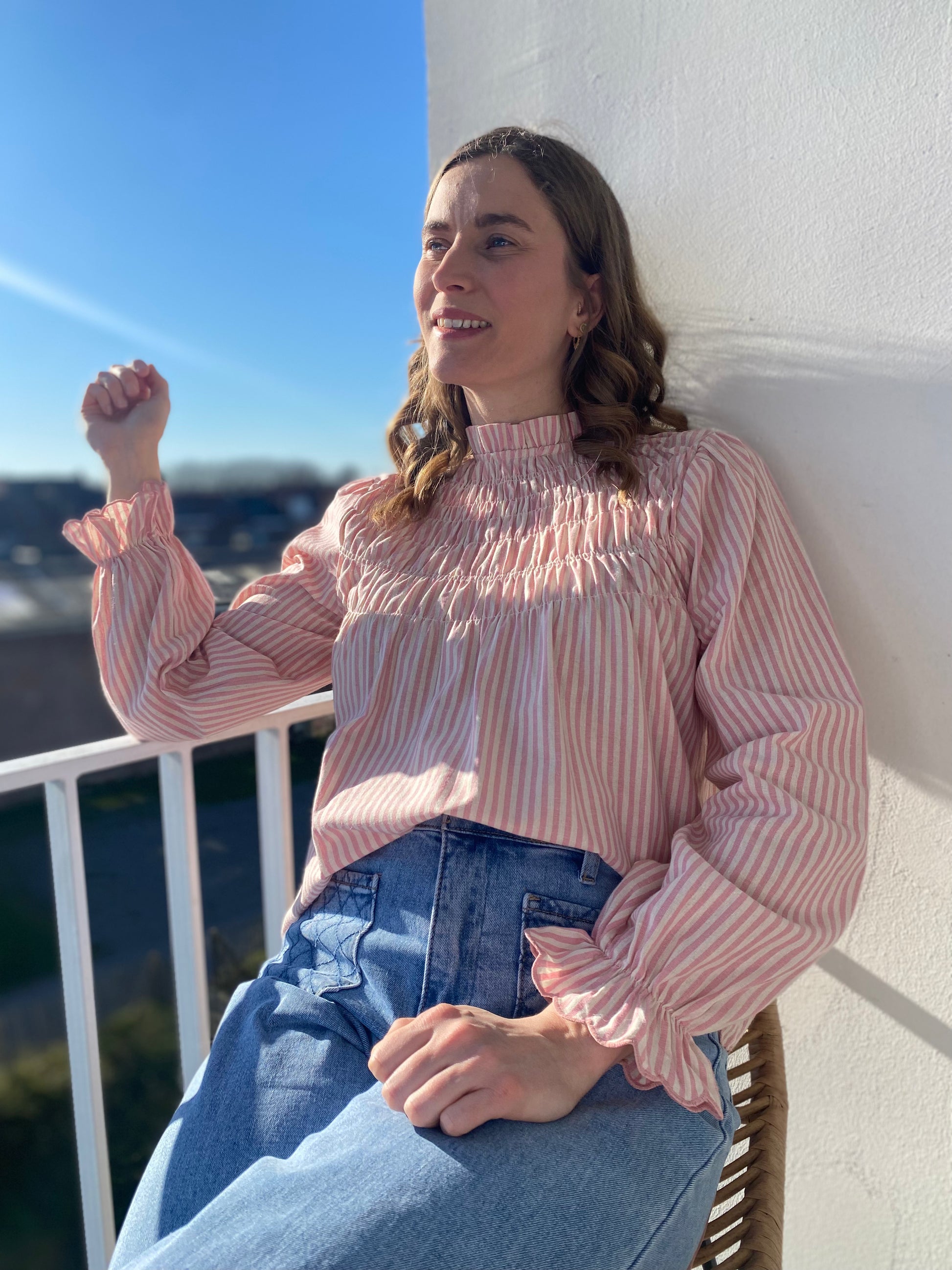 Blouse Annette rose rayée - Margothe