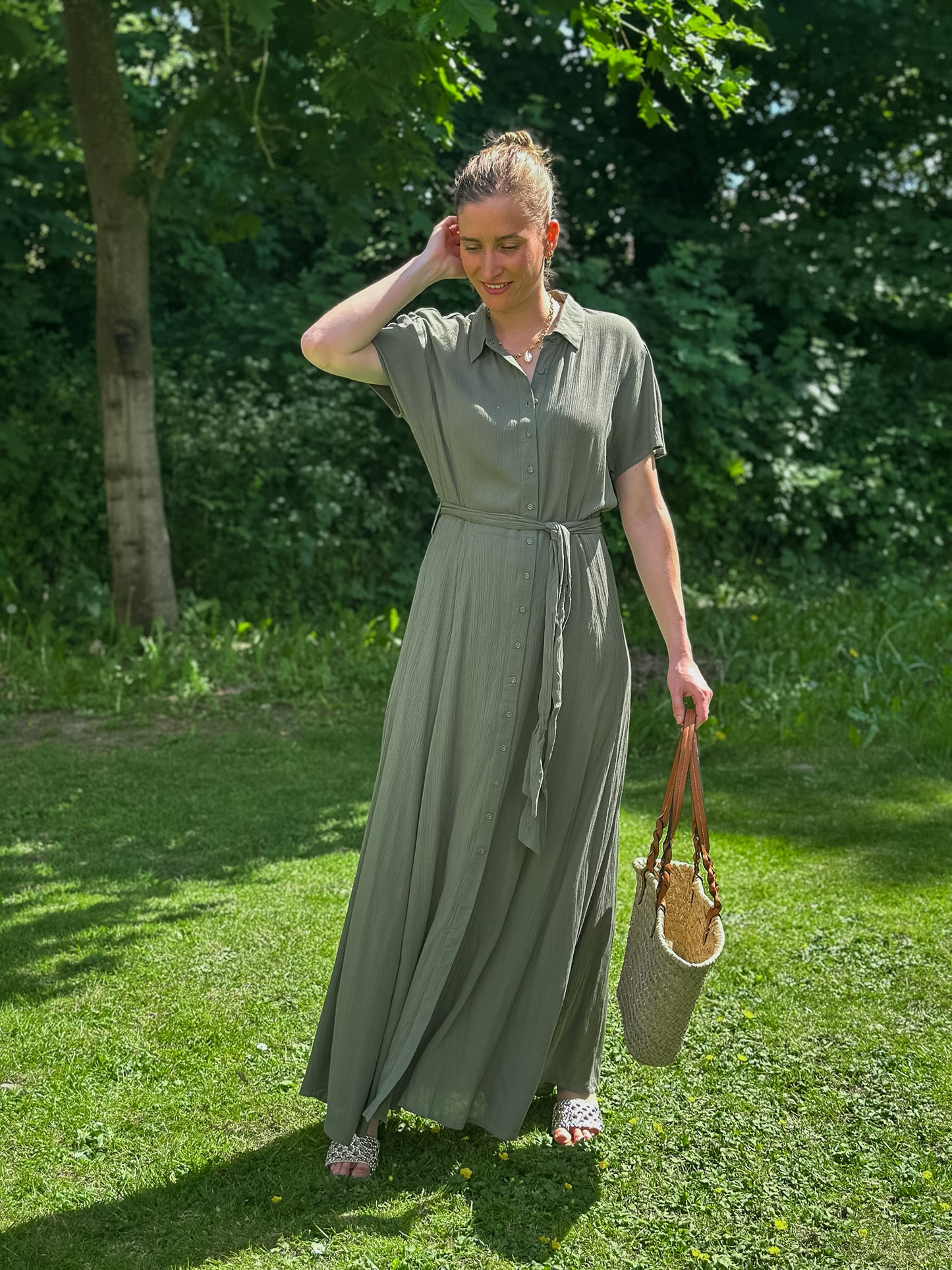 Robe longue Barbara kaki