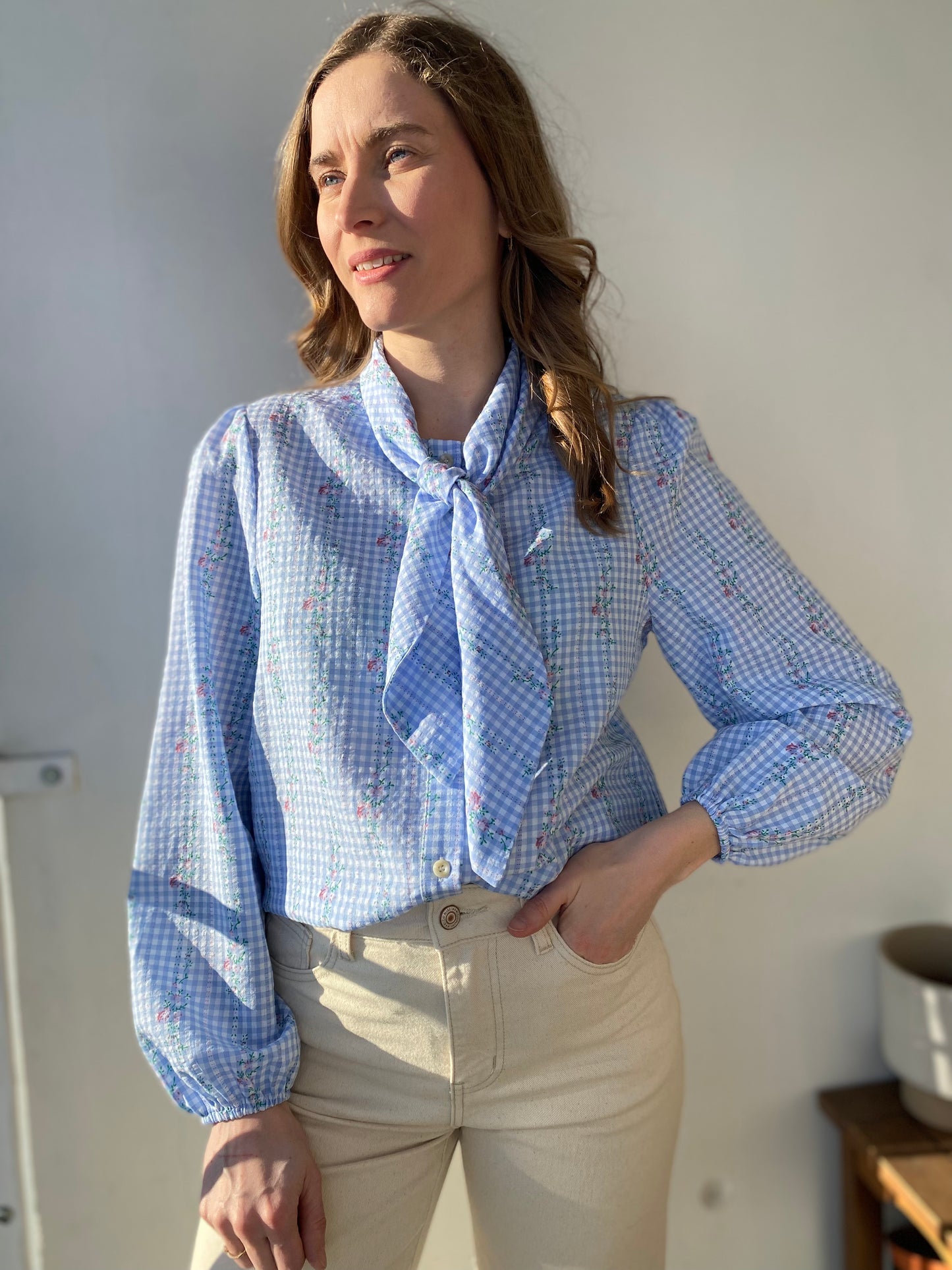 Chemise flower bleue