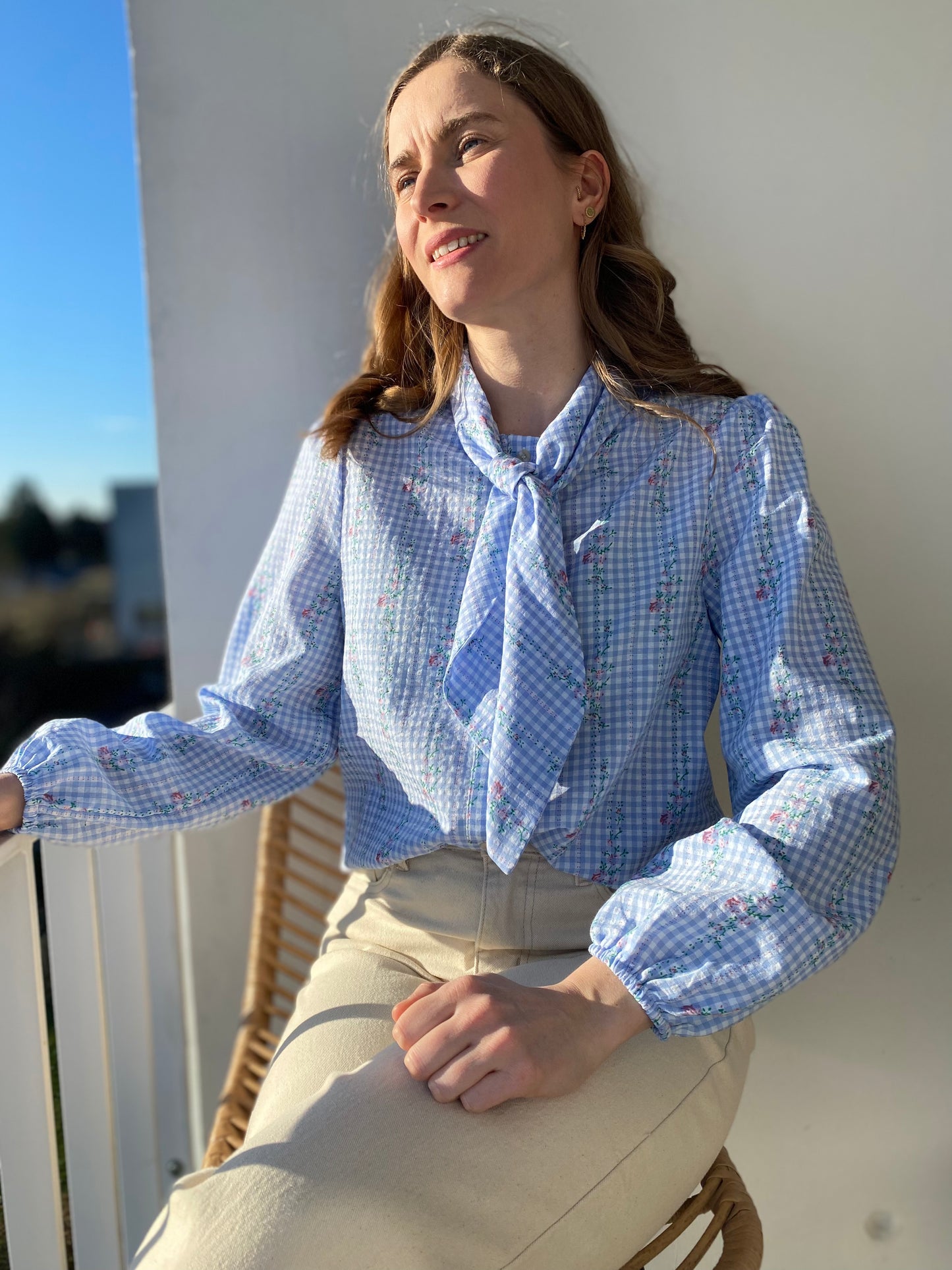 Chemise flower bleue