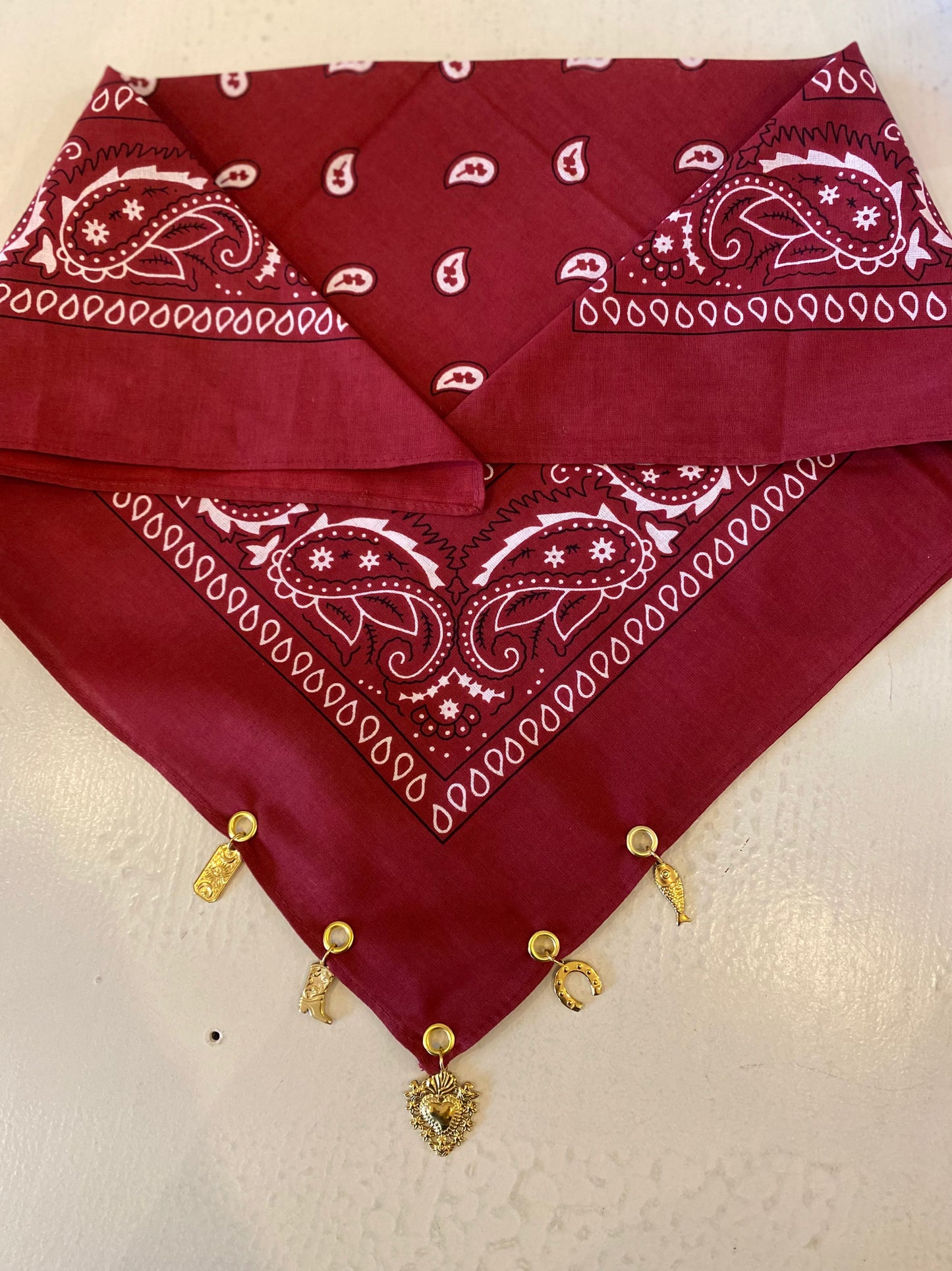 Foulard Bandana bijoux bordeaux