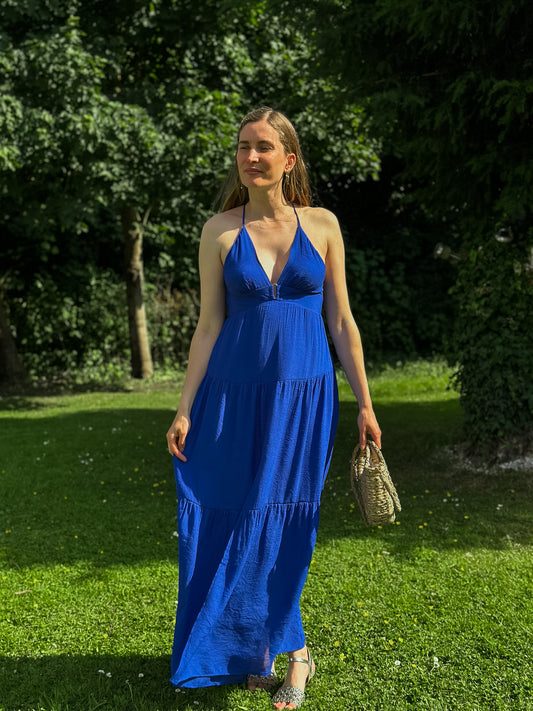 Robe longue Iris bleue