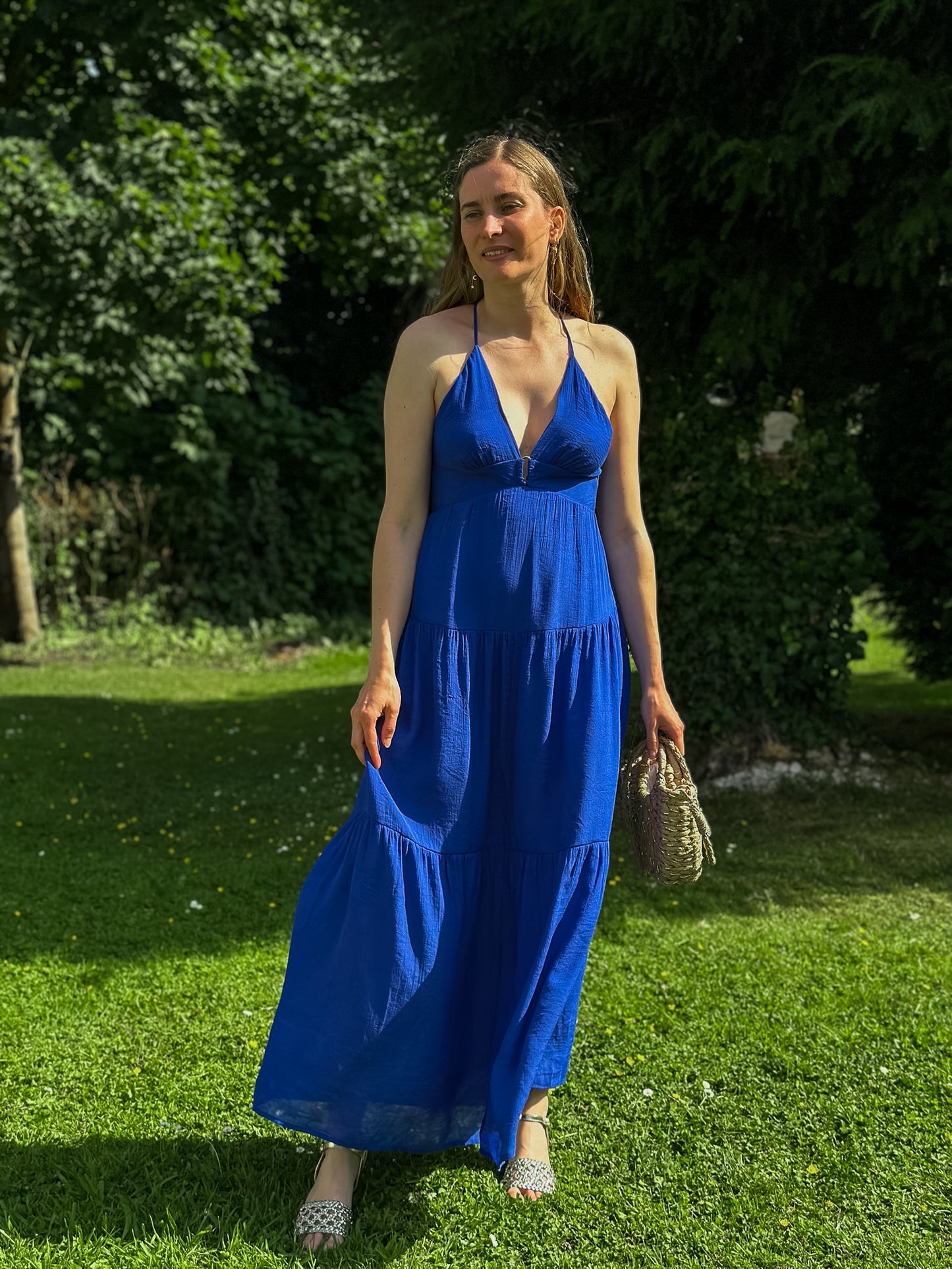 Robe longue Iris bleue