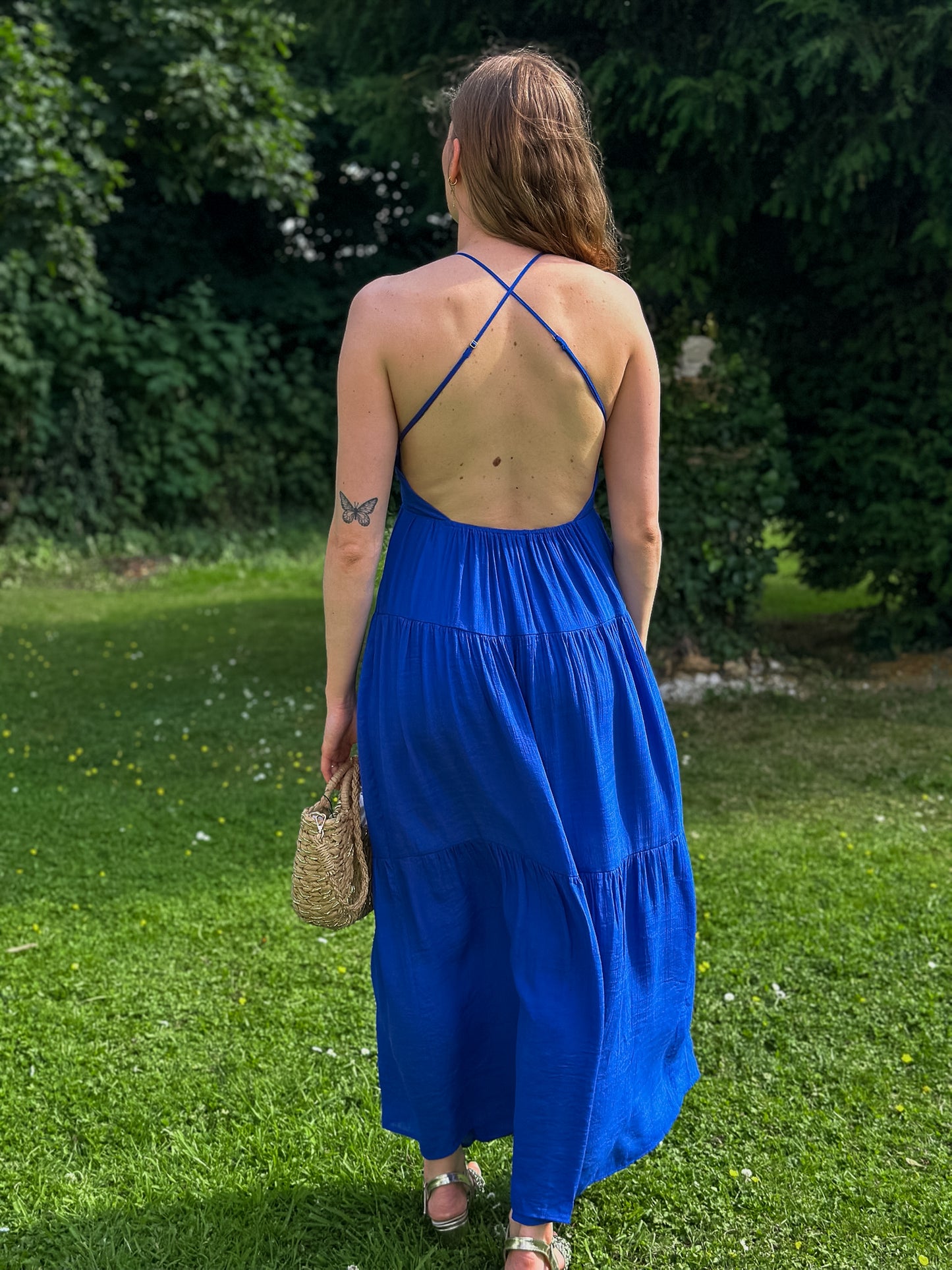 Robe longue Iris bleue