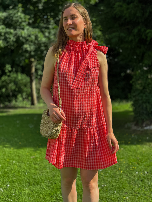 Robe Carmen vichy rouge