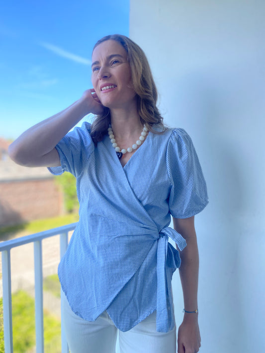 Top Mattia vichy bleu