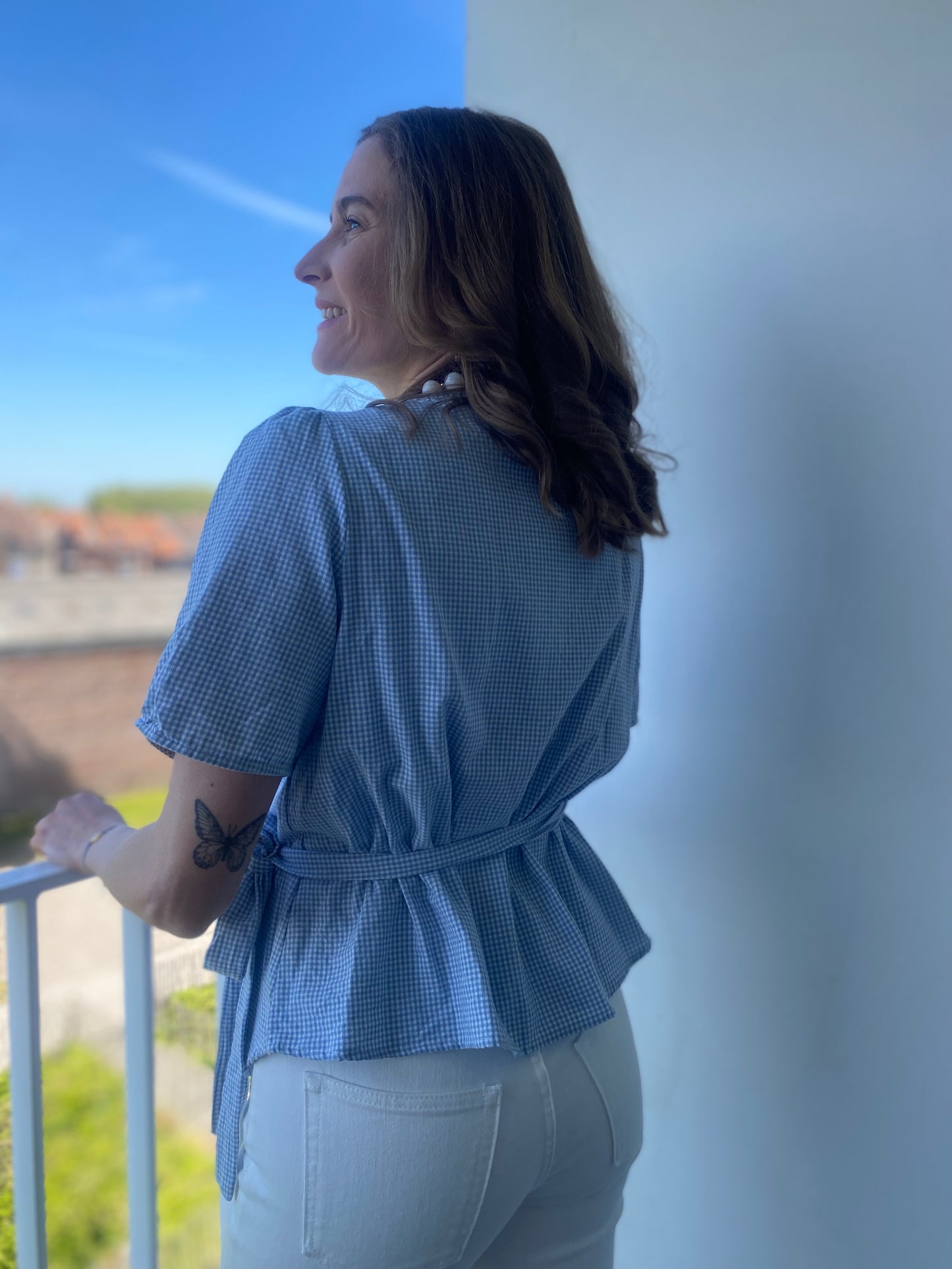 Top Mattia vichy bleu